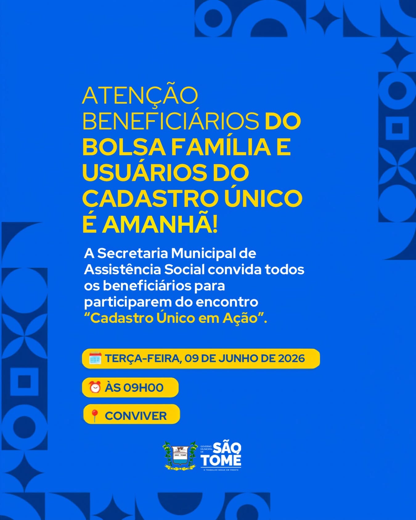 📢 É AMANHÃ! CADASTRO ÚNICO EM AÇÃO